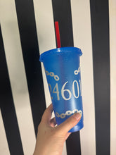 Load image into Gallery viewer, Blue Glitter Cup with White 24601