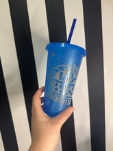 Load image into Gallery viewer, Blue Glitter Cup with Grey Blueberry Bacon