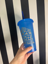 Load image into Gallery viewer, Blue Glitter Cup with Grey Blueberry Bacon