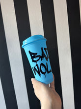 Load image into Gallery viewer, Blue Hot Cup with Black Bad Wolf