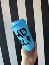 Load image into Gallery viewer, Blue Hot Cup with Black Bad Wolf