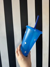 Load image into Gallery viewer, Blue Glitter Cup with White Bad Wolf