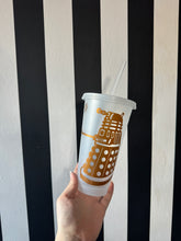 Load image into Gallery viewer, Clear Glitter Cup with Copper Dalek