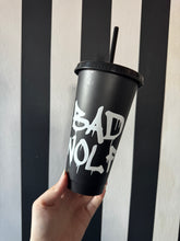 Load image into Gallery viewer, Black Cup with White Bad Wolf