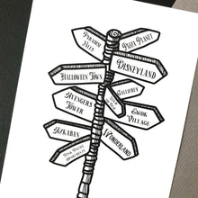 Load image into Gallery viewer, Fandom Signpost Personalised Art Print