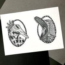 Load image into Gallery viewer, Pulling Faces Dotwork Art Print featuring Adam and Barbara