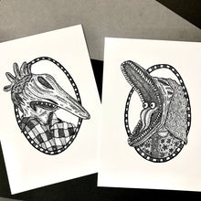 Load image into Gallery viewer, Pulling Faces Dotwork Art Print featuring Adam and Barbara