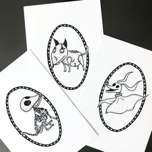 Load image into Gallery viewer, Spooky Dogs Dotwork Art Print