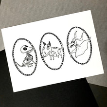 Load image into Gallery viewer, Spooky Dogs Dotwork Art Print