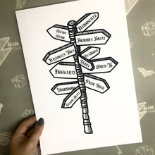 Load image into Gallery viewer, Fandom Signpost Personalised Art Print