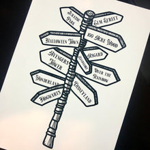 Load image into Gallery viewer, Fandom Signpost Personalised Art Print