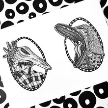 Load image into Gallery viewer, Pulling Faces Dotwork Art Print featuring Adam and Barbara