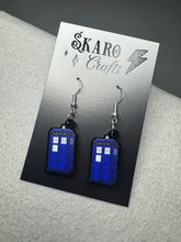 Load image into Gallery viewer, Police Box Black Earrings
