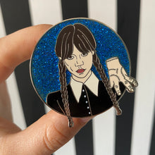 Load image into Gallery viewer, Wednesday Hard Enamel Glitter Pin
