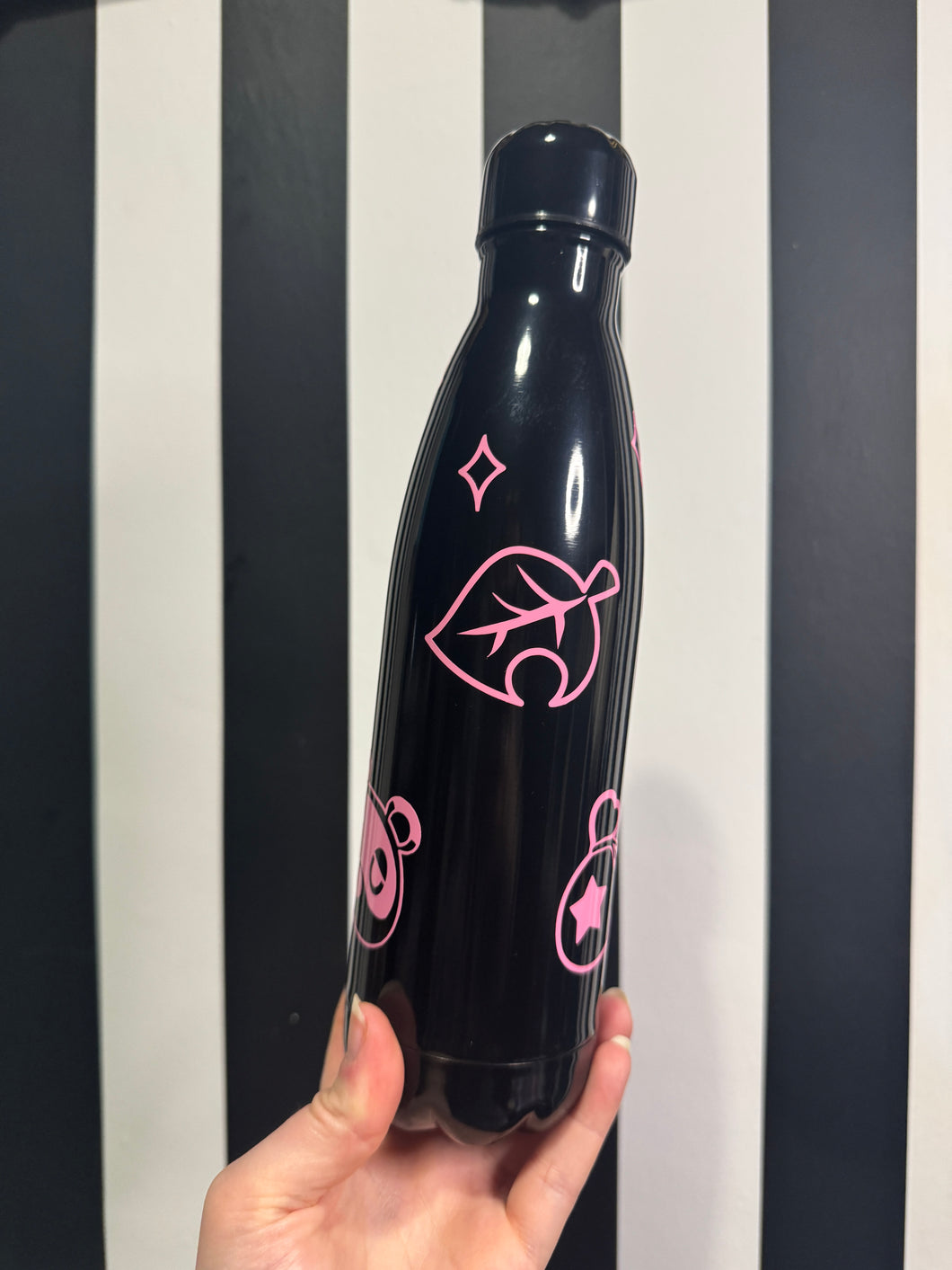 Black Bottle with Pink Animal Crossing