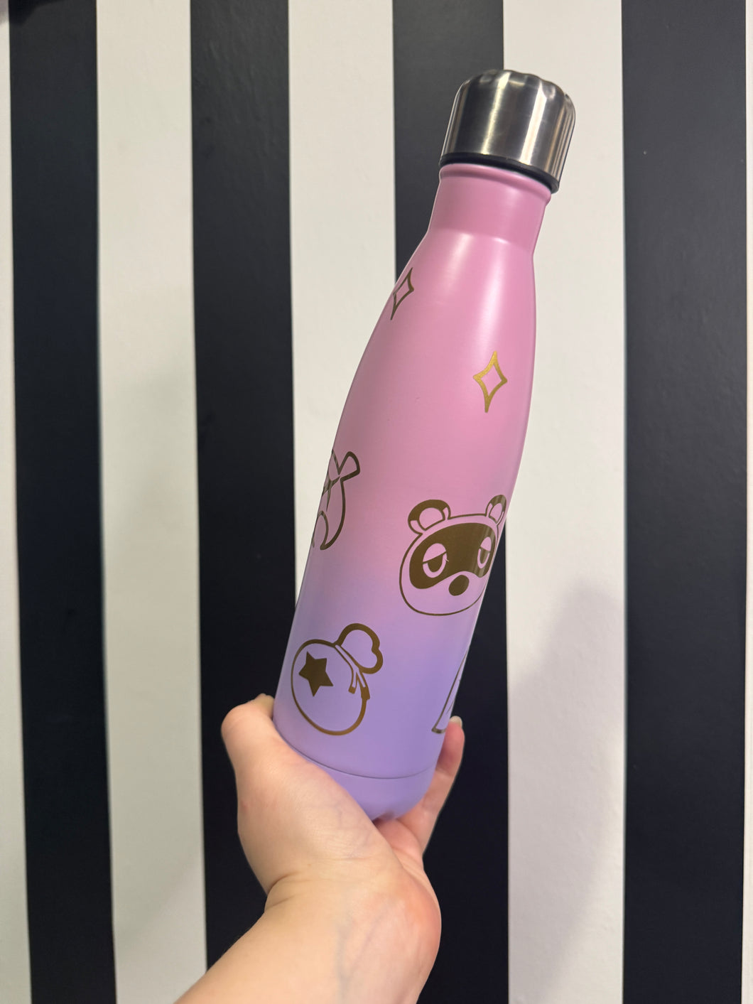 Lilac/Pink Bottle with Gold Animal Crossing