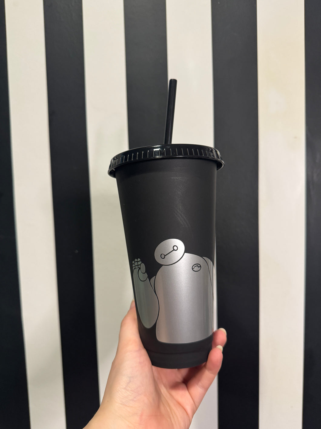 Black Cup with Silver Baymax