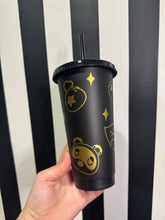 Load image into Gallery viewer, Black Cup with Gold Animal Crossing
