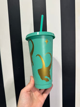 Load image into Gallery viewer, Green Cup with Gold Loki
