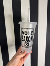 Load image into Gallery viewer, Clear Glitter Cup with Black Vote Saxon
