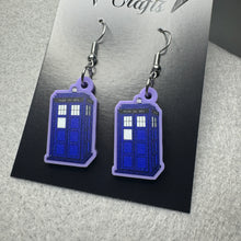 Load image into Gallery viewer, Police Box Lilac Earrings
