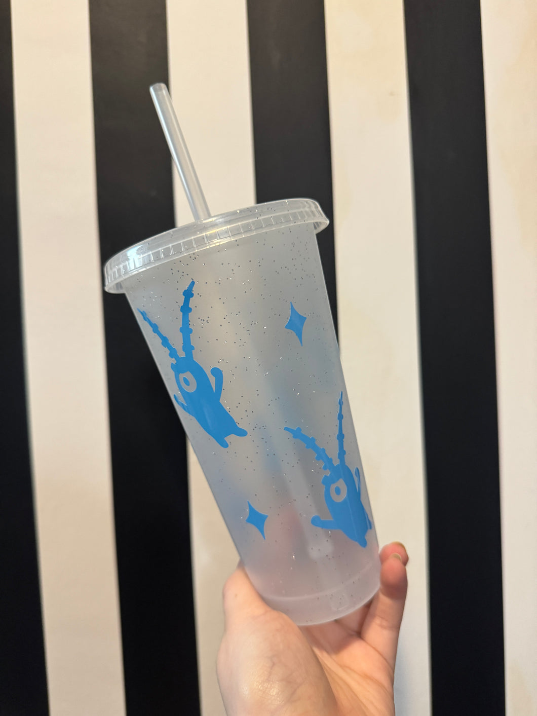 Clear Glitter Cup with Blue Plankton