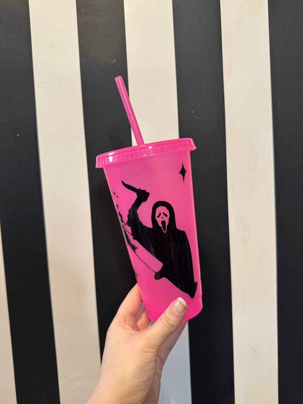 Pink Glitter Cup with Black Scream