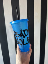 Load image into Gallery viewer, Blue Glitter Cup with Black Bad Wolf
