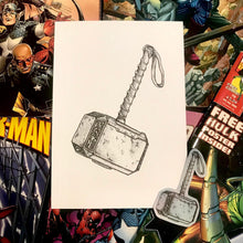 Load image into Gallery viewer, Mjolnir Hammer Dotwork Illustration Art Print
