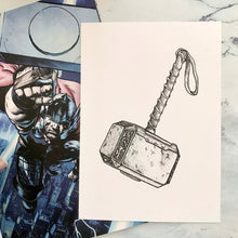 Load image into Gallery viewer, Mjolnir Hammer Dotwork Illustration Art Print
