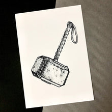 Load image into Gallery viewer, Mjolnir Hammer Dotwork Illustration Art Print
