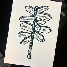 Load image into Gallery viewer, Fandom Signpost Personalised Art Print
